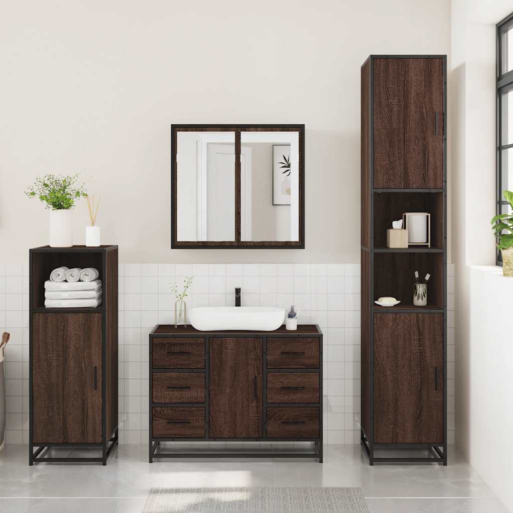 3 Piece Bathroom Furniture Set Engineered Wood