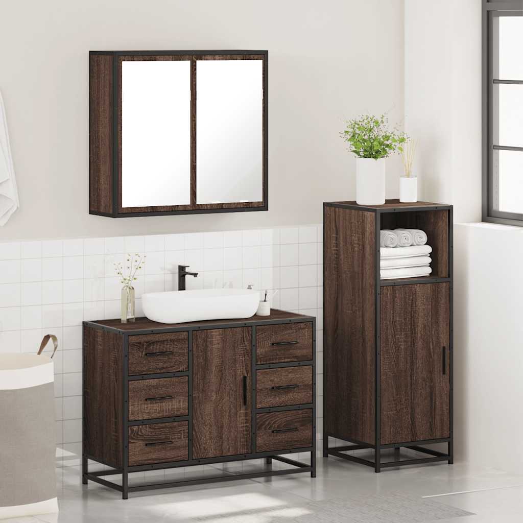 3 Piece Bathroom Furniture Set Engineered Wood