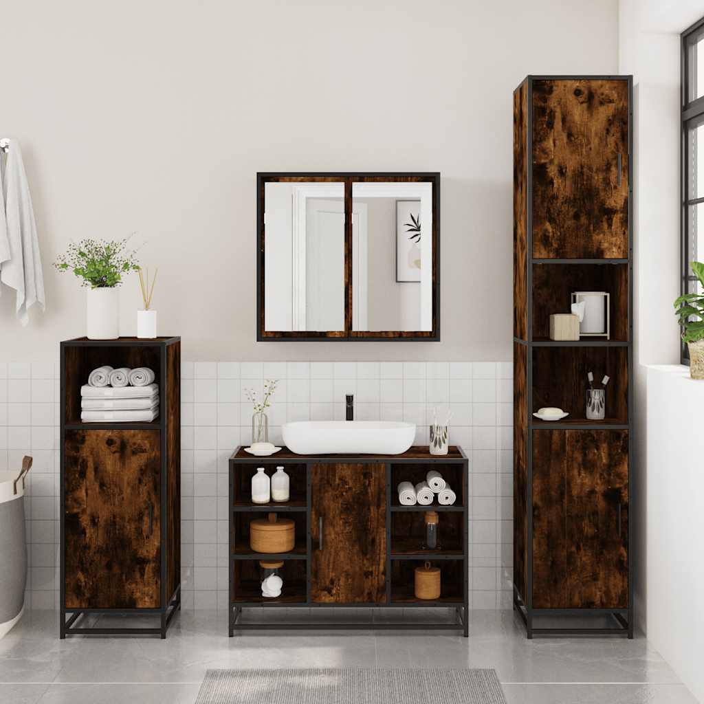 3 Piece Bathroom Furniture Set Engineered Wood