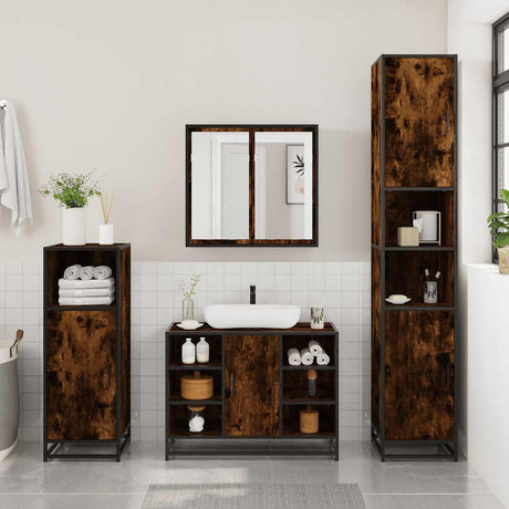 3 Piece Bathroom Furniture Set Engineered Wood