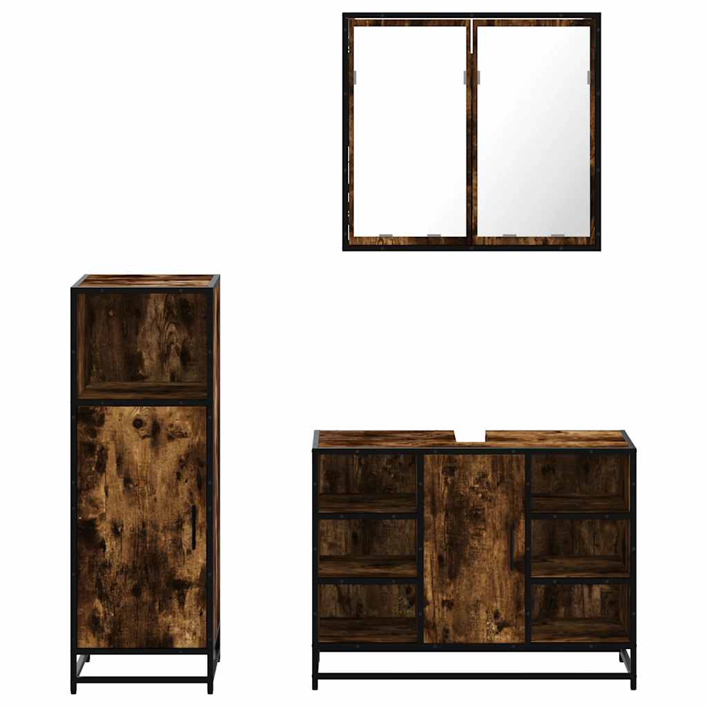 3 Piece Bathroom Furniture Set Engineered Wood