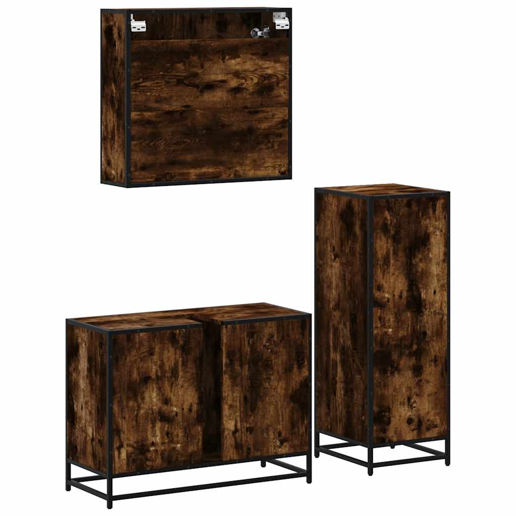 3 Piece Bathroom Furniture Set Engineered Wood