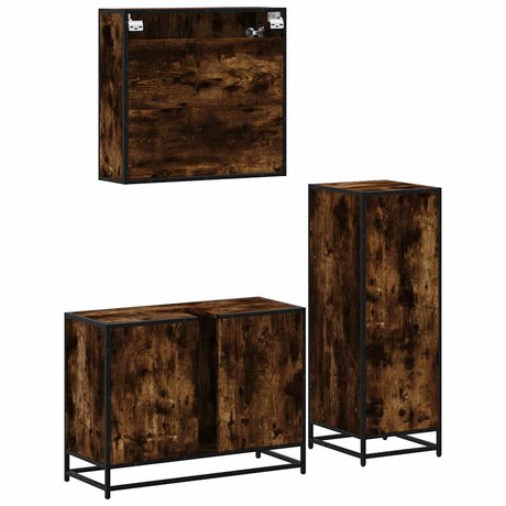 3 Piece Bathroom Furniture Set Engineered Wood