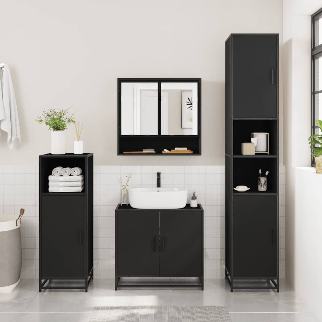 3 Piece Bathroom Furniture Set Engineered Wood