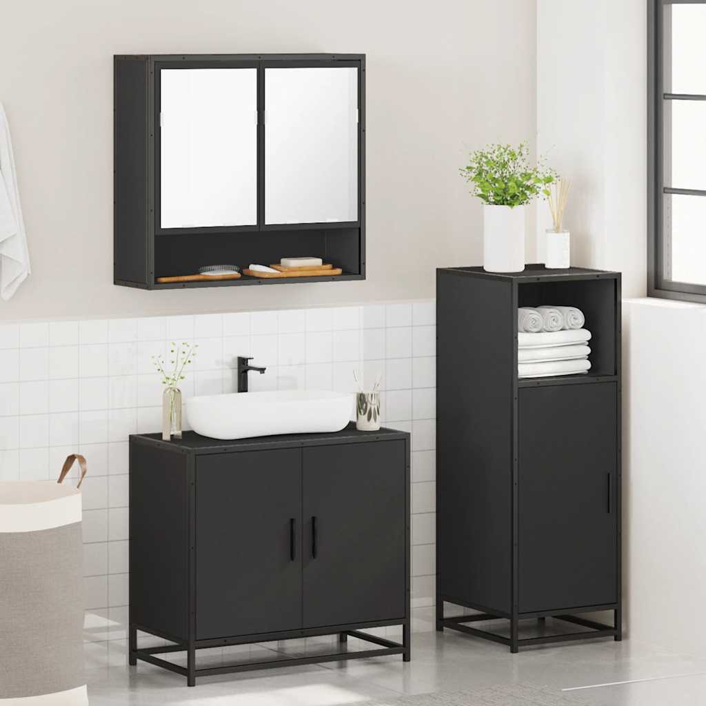 3 Piece Bathroom Furniture Set Engineered Wood