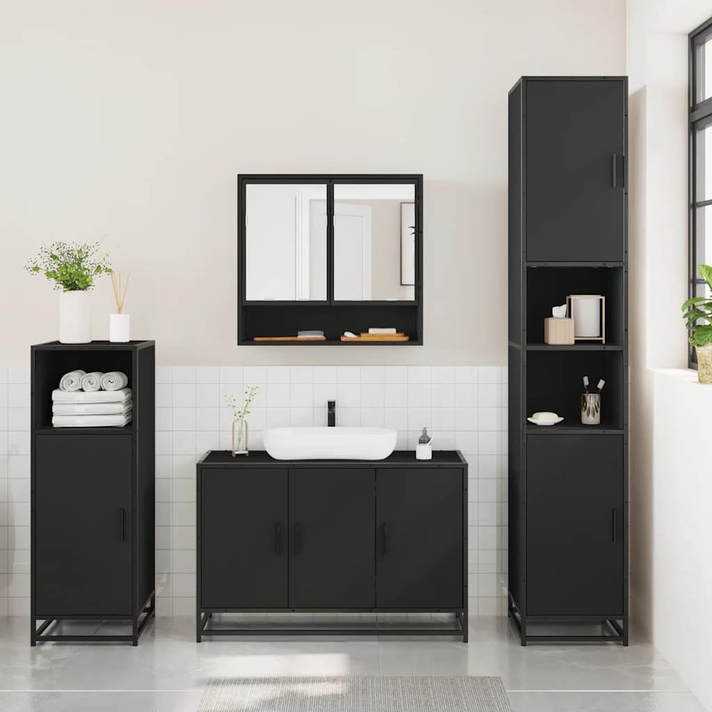 3 Piece Bathroom Furniture Set Engineered Wood