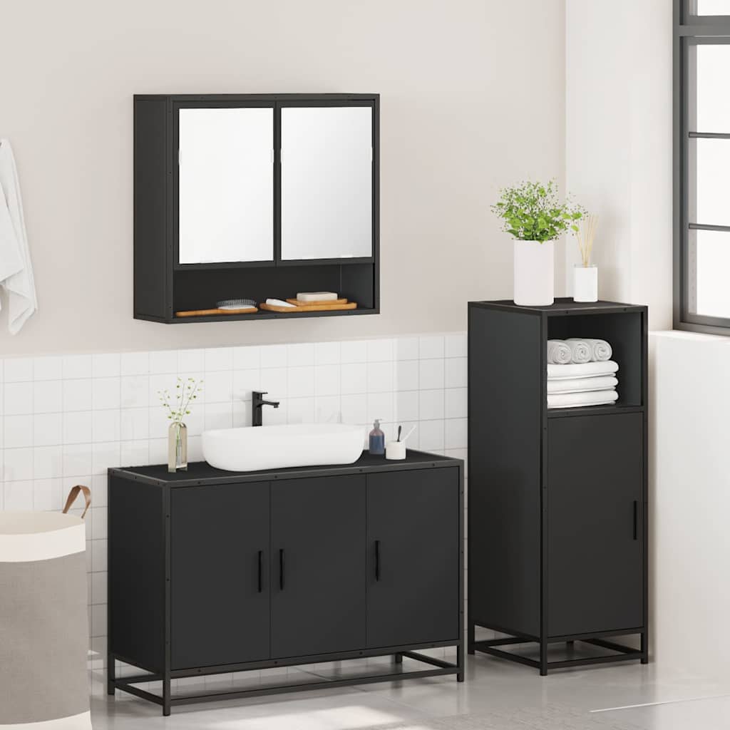 3 Piece Bathroom Furniture Set Engineered Wood