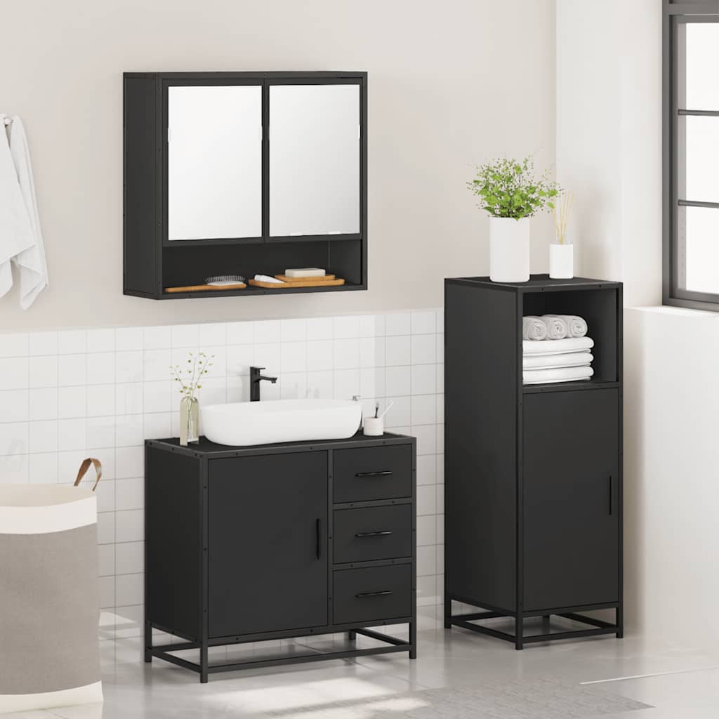 3 Piece Bathroom Furniture Set Engineered Wood