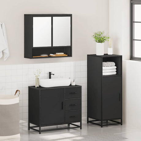 3 Piece Bathroom Furniture Set Engineered Wood