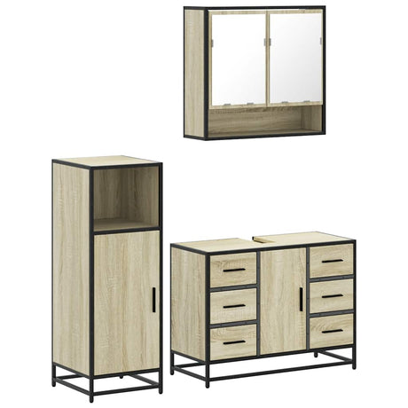 3 Piece Bathroom Furniture Set Engineered Wood