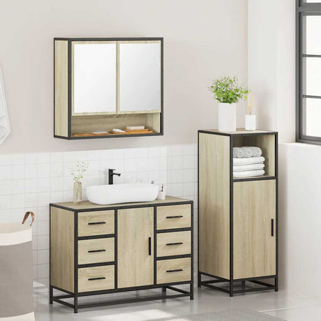3 Piece Bathroom Furniture Set Engineered Wood