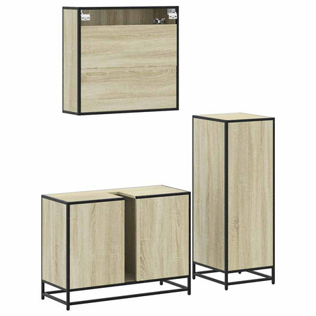 3 Piece Bathroom Furniture Set Engineered Wood