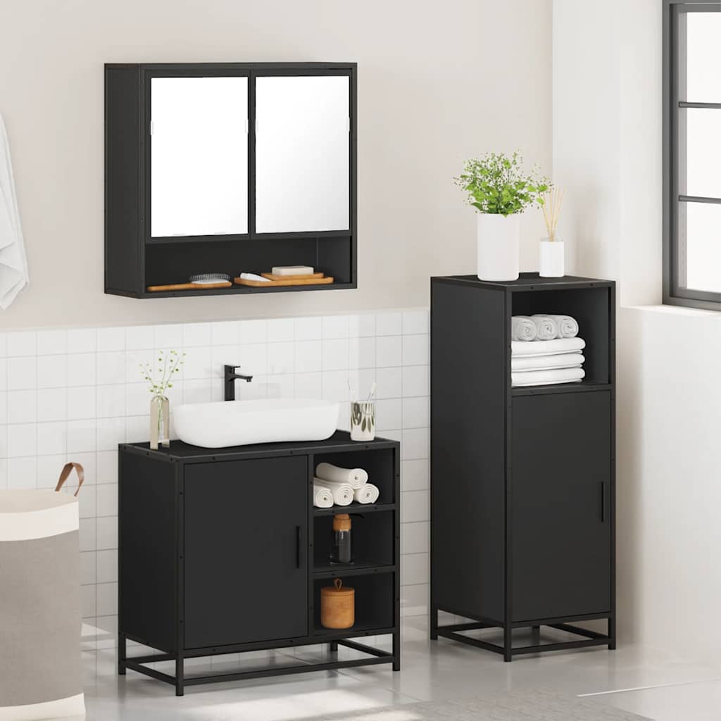 3 Piece Bathroom Furniture Set Engineered Wood