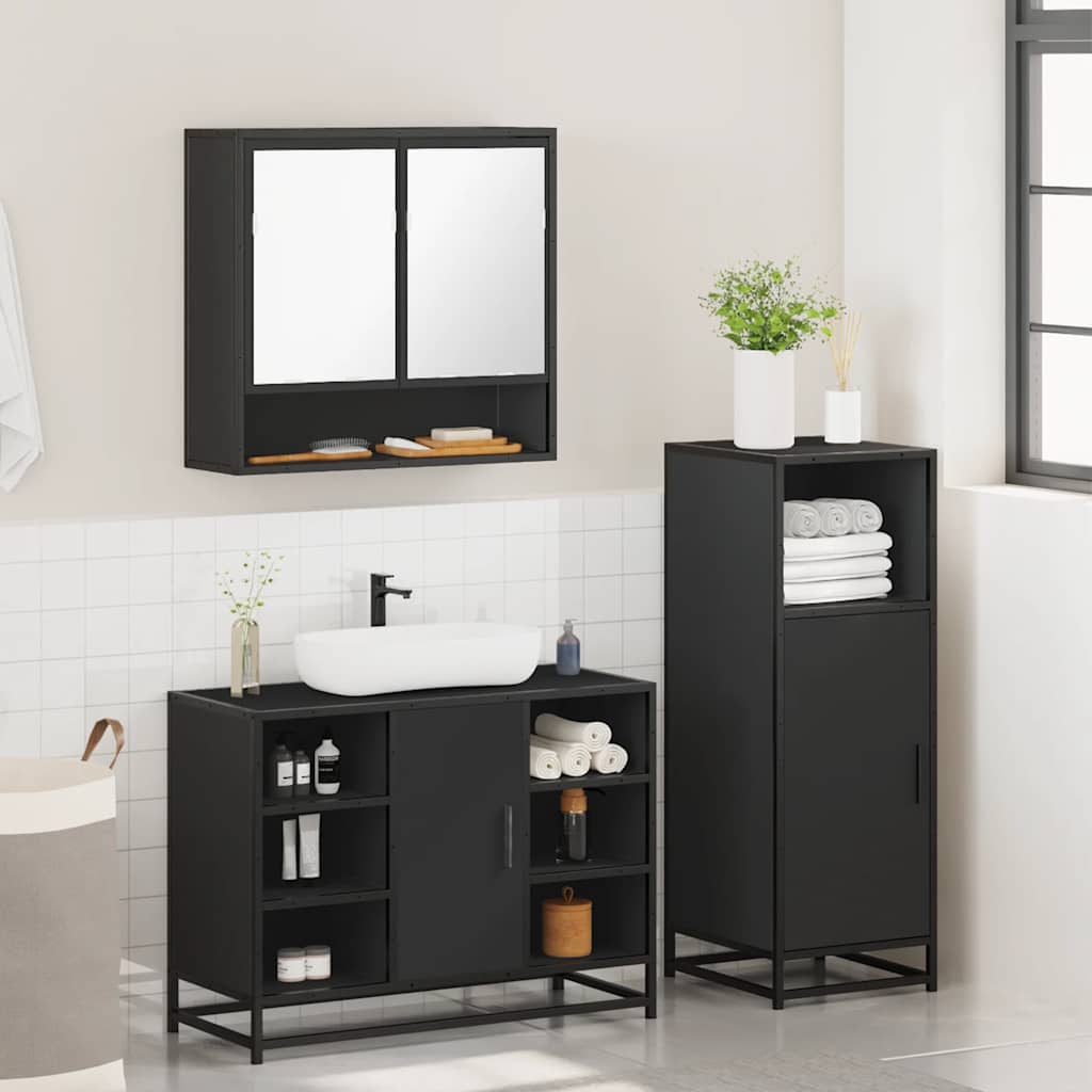 3 Piece Bathroom Furniture Set Engineered Wood
