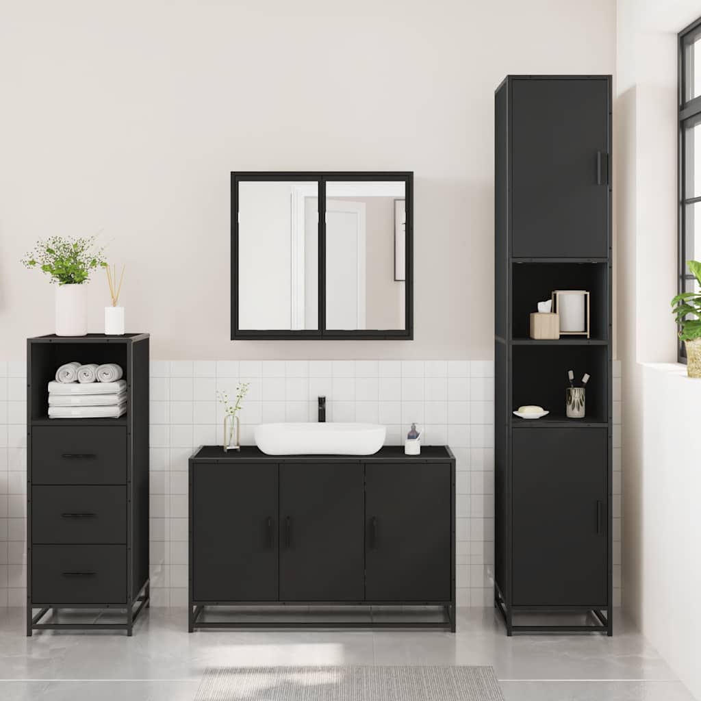 3 Piece Bathroom Furniture Set Engineered Wood