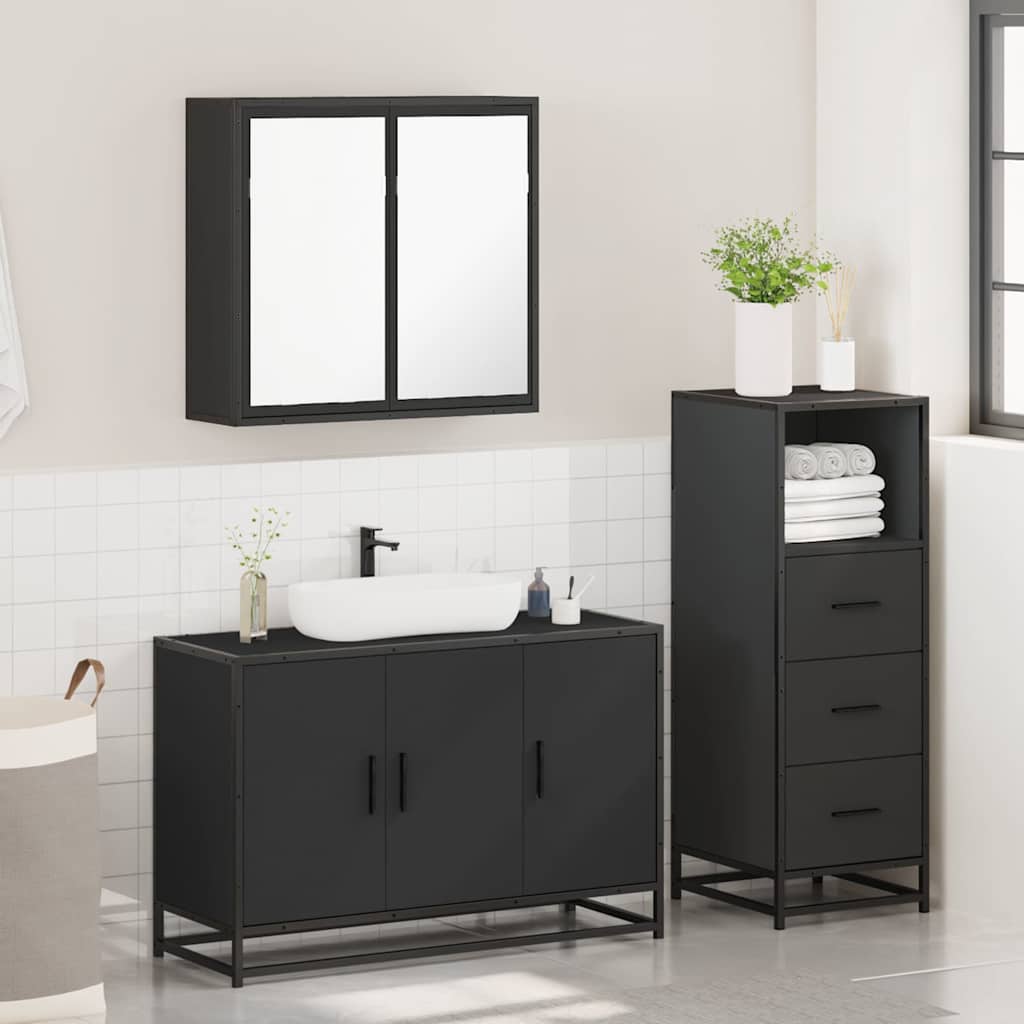 3 Piece Bathroom Furniture Set Engineered Wood