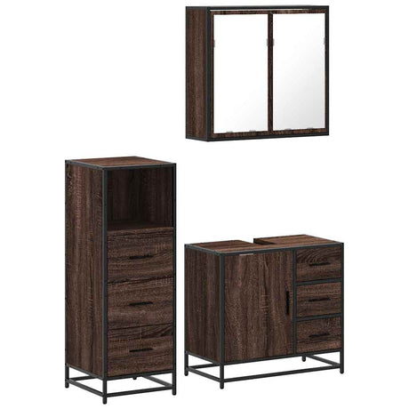 3 Piece Bathroom Furniture Set Engineered Wood