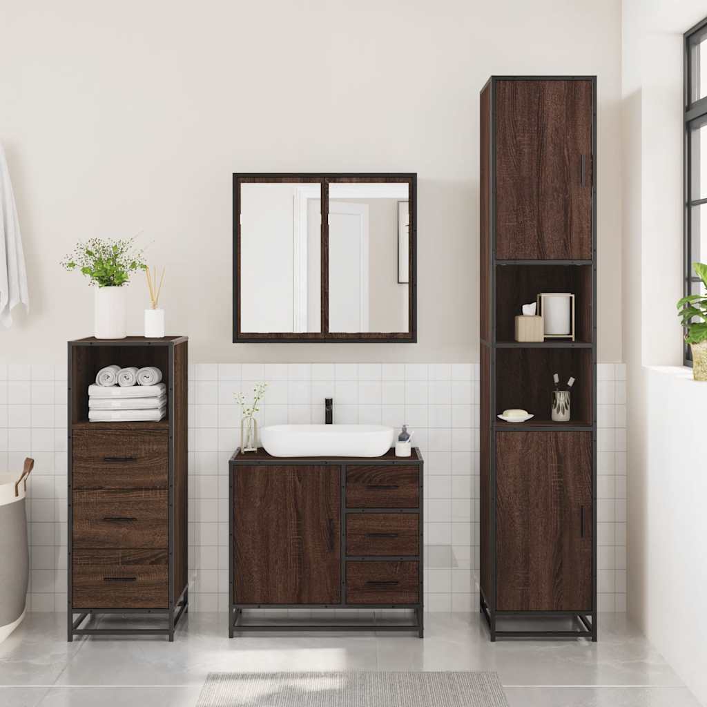 3 Piece Bathroom Furniture Set Engineered Wood