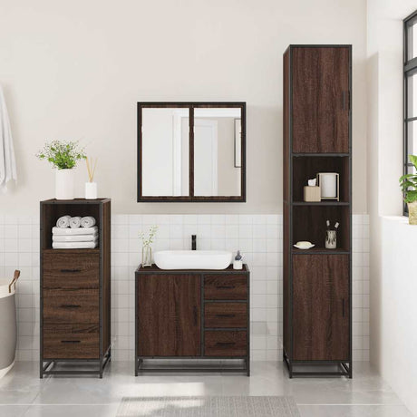 3 Piece Bathroom Furniture Set Engineered Wood