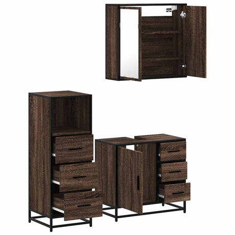3 Piece Bathroom Furniture Set Engineered Wood