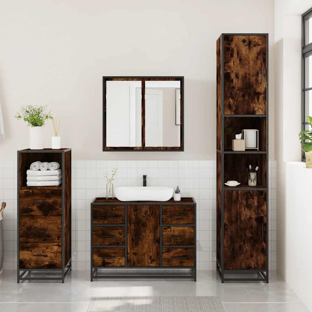 3 Piece Bathroom Furniture Set Engineered Wood