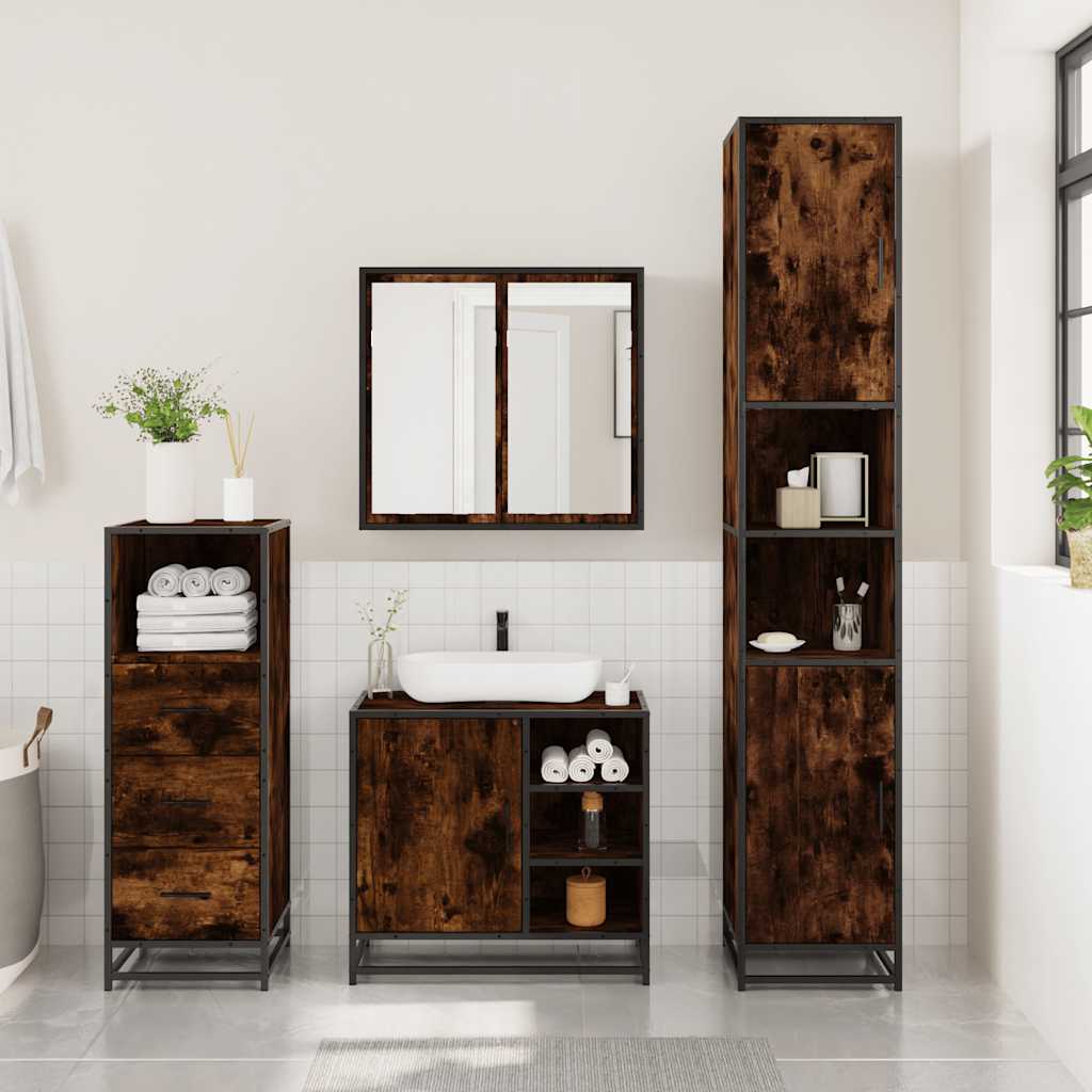 3 Piece Bathroom Furniture Set Engineered Wood