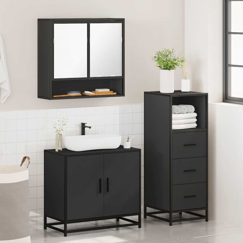 3 Piece Bathroom Furniture Set Engineered Wood