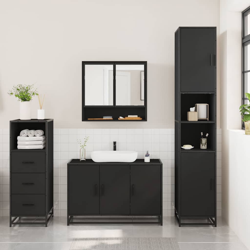 3 Piece Bathroom Furniture Set Engineered Wood
