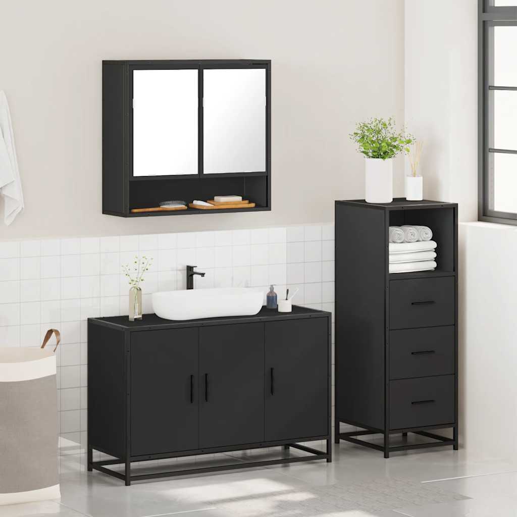 3 Piece Bathroom Furniture Set Engineered Wood