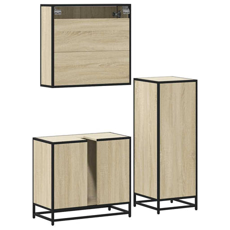 3 Piece Bathroom Furniture Set Engineered Wood