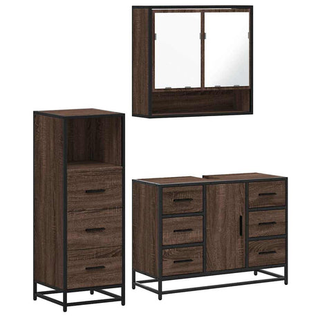 3 Piece Bathroom Furniture Set Engineered Wood