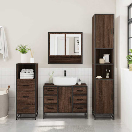 3 Piece Bathroom Furniture Set Engineered Wood