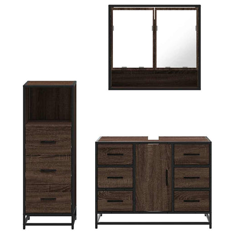 3 Piece Bathroom Furniture Set Engineered Wood