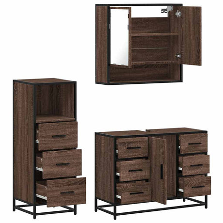 3 Piece Bathroom Furniture Set Engineered Wood