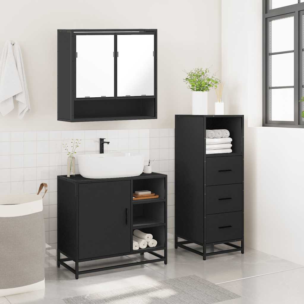 3 Piece Bathroom Furniture Set Engineered Wood