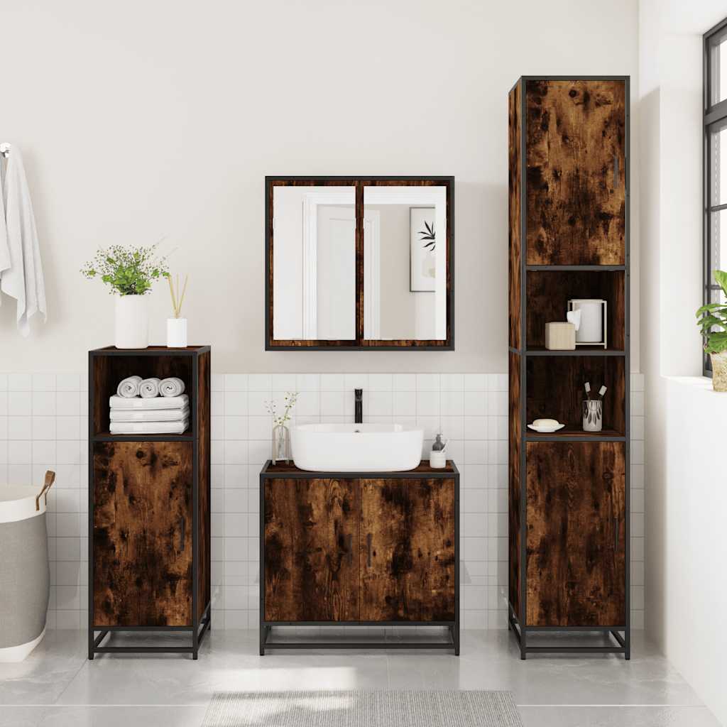 3 Piece Bathroom Furniture Set Engineered Wood