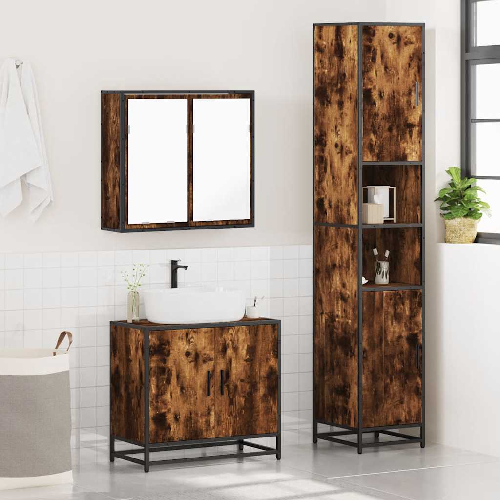 3 Piece Bathroom Furniture Set Engineered Wood