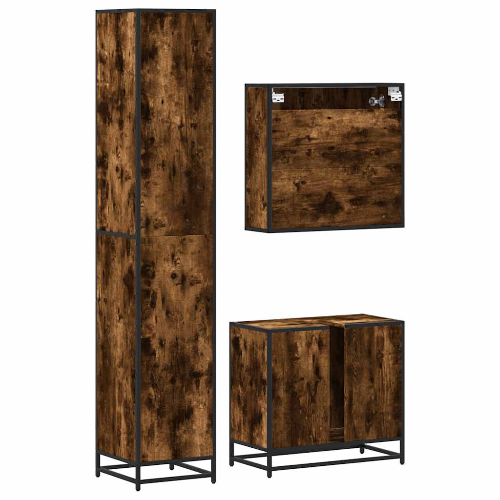 3 Piece Bathroom Furniture Set Engineered Wood