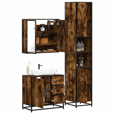 3 Piece Bathroom Furniture Set Engineered Wood