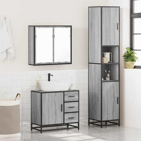 3 Piece Bathroom Furniture Set Engineered Wood