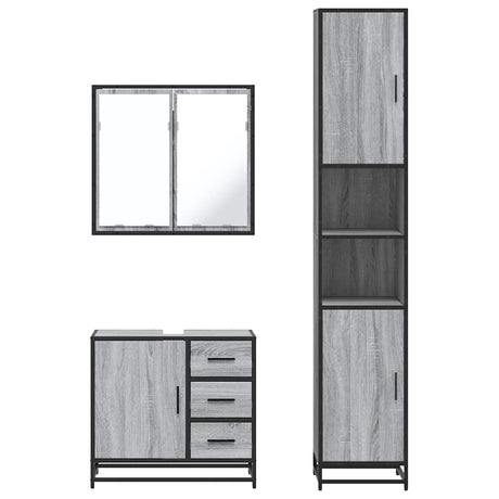 3 Piece Bathroom Furniture Set Engineered Wood
