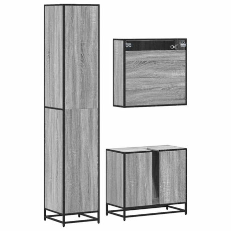 3 Piece Bathroom Furniture Set Engineered Wood