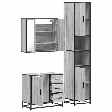 3 Piece Bathroom Furniture Set Engineered Wood
