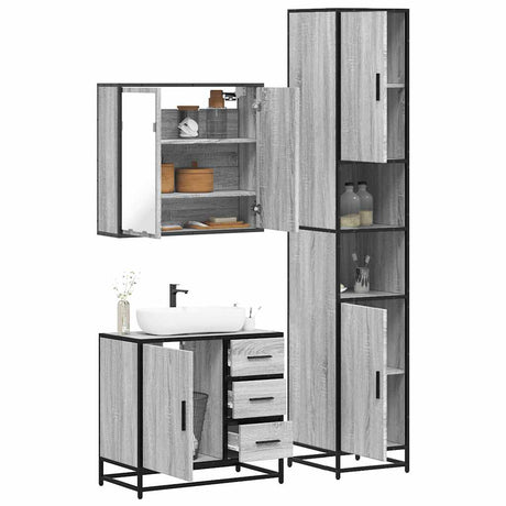 3 Piece Bathroom Furniture Set Engineered Wood