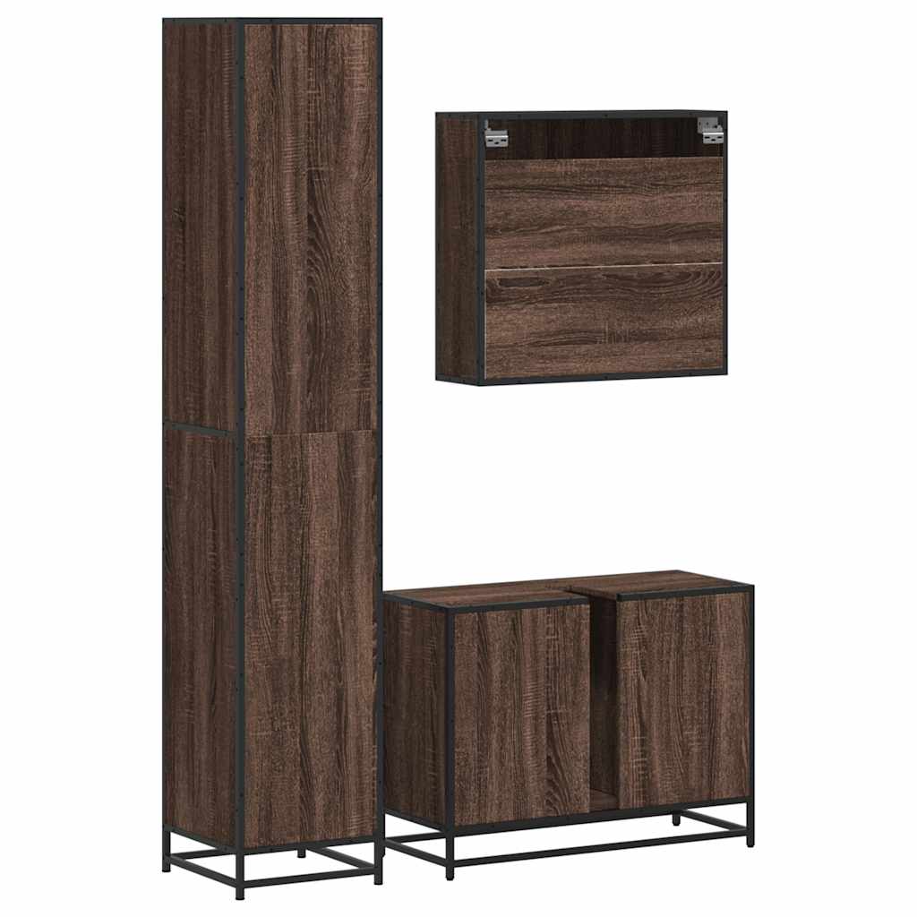 3 Piece Bathroom Furniture Set Engineered Wood