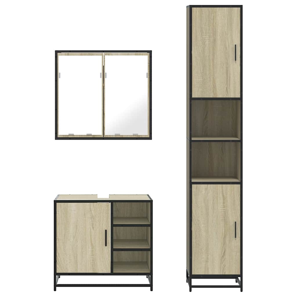 3 Piece Bathroom Furniture Set Engineered Wood
