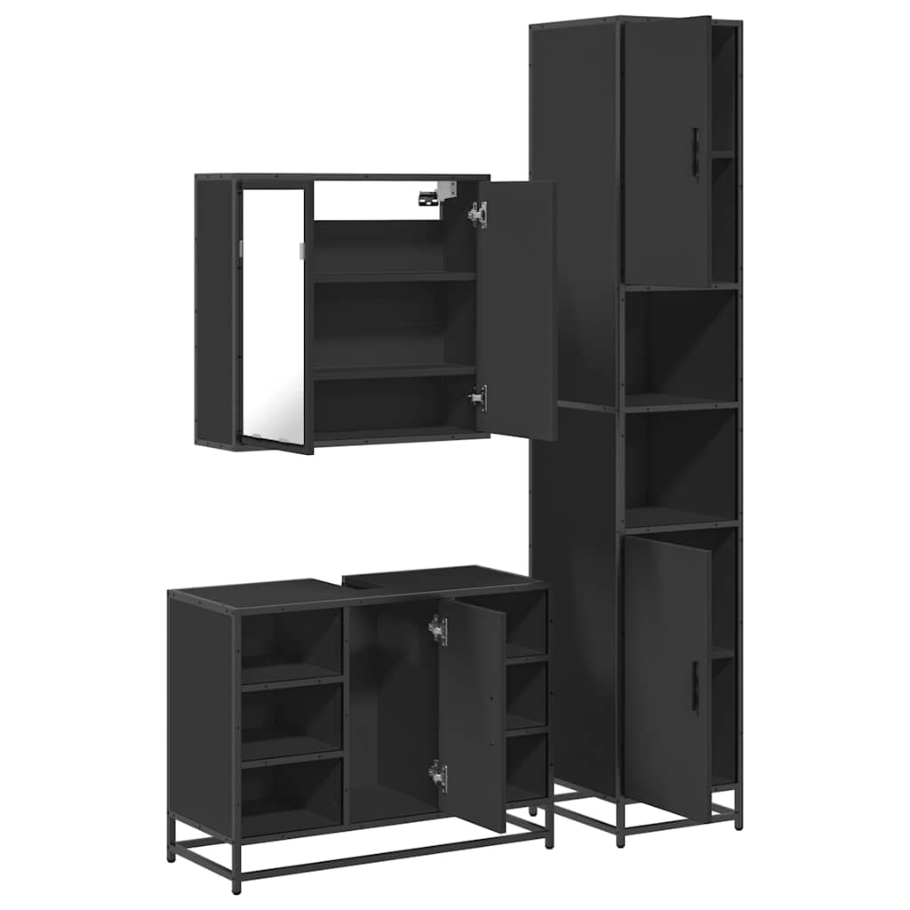 3 Piece Bathroom Furniture Set Engineered Wood