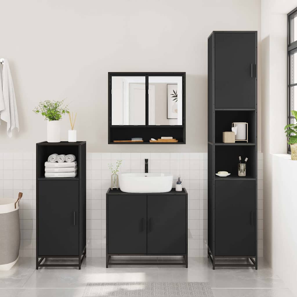 3 Piece Bathroom Furniture Set Engineered Wood