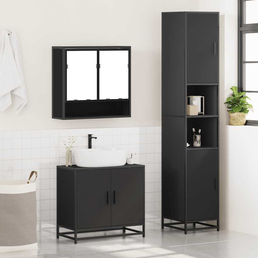 3 Piece Bathroom Furniture Set Engineered Wood