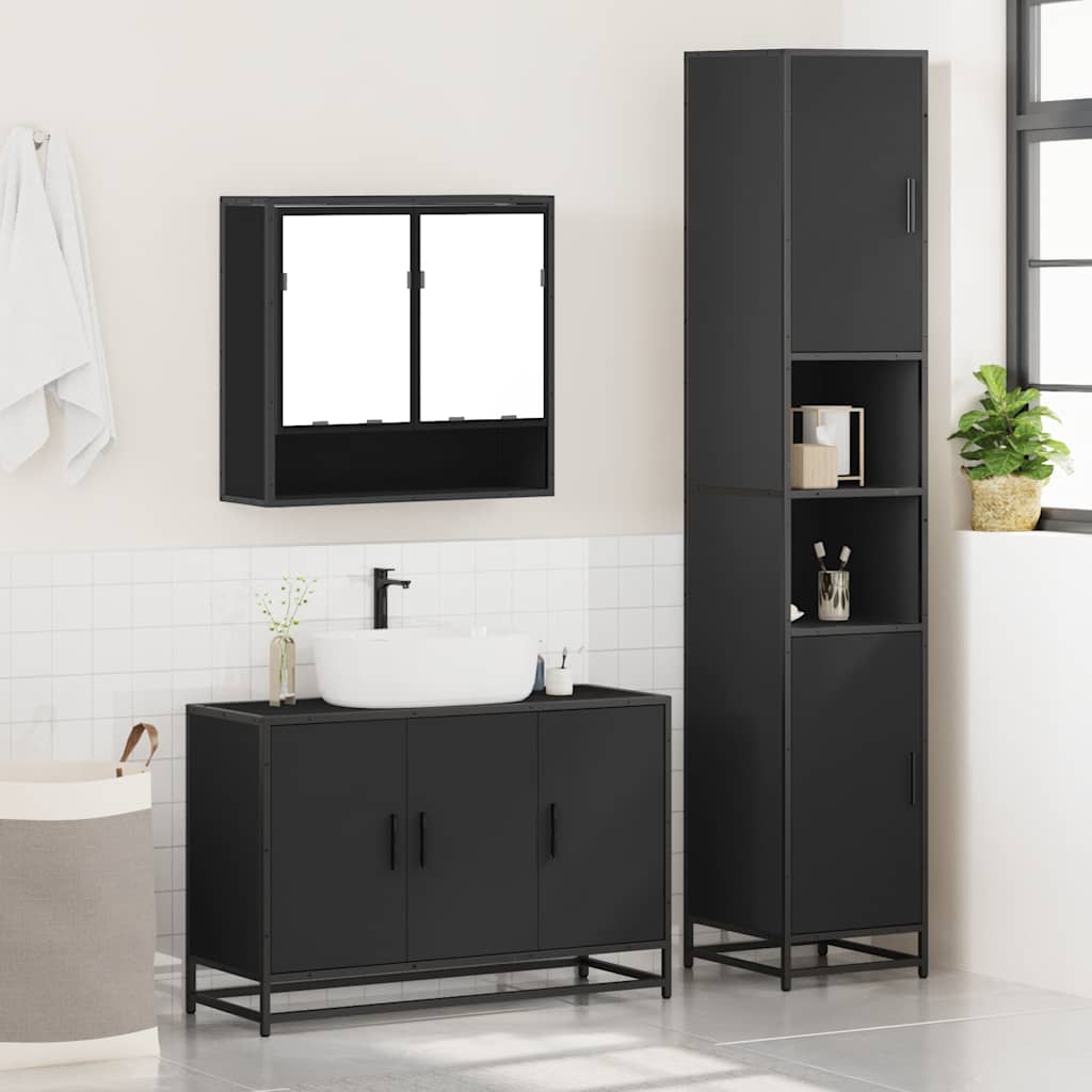3 Piece Bathroom Furniture Set Engineered Wood
